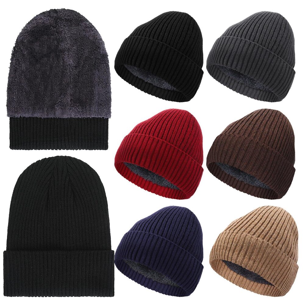 1488 6 Pcs Knit Beanies Warm Thermal Thick Winter Hat Unisex Snow Caps